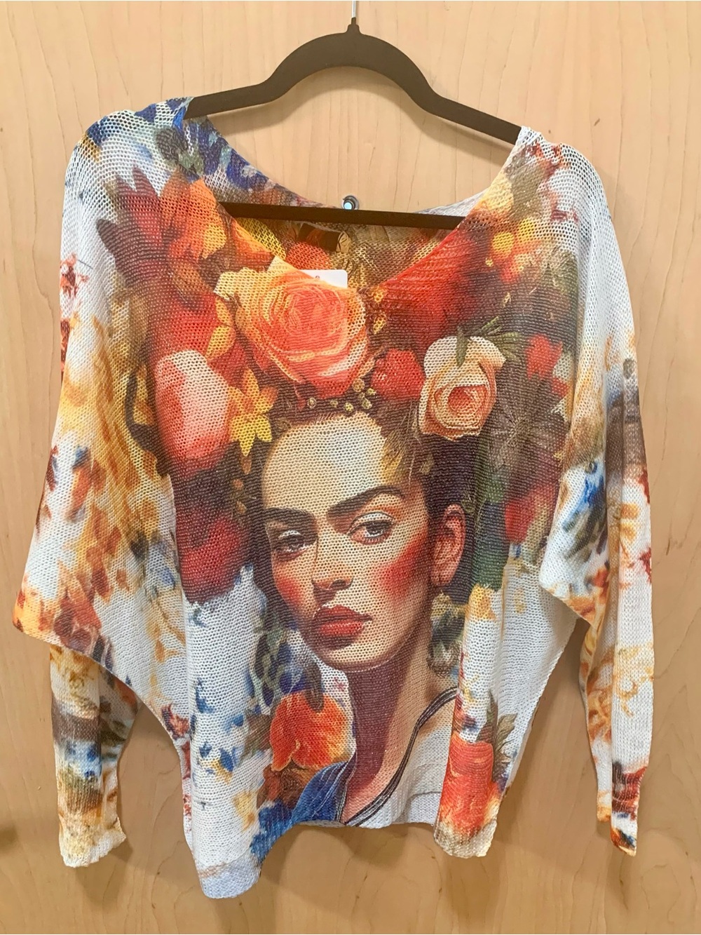 LOOWIE Frida Kahlo Floral Open-Knit Sweater